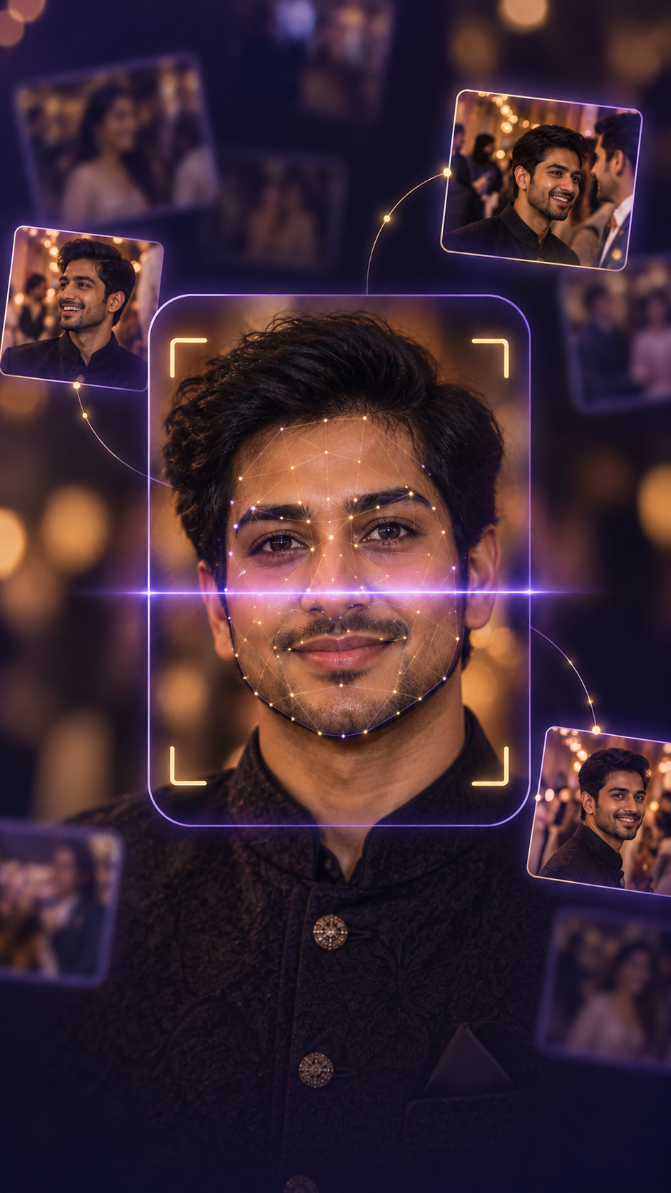 AI Capture AI face scan matching a male guest with event photos