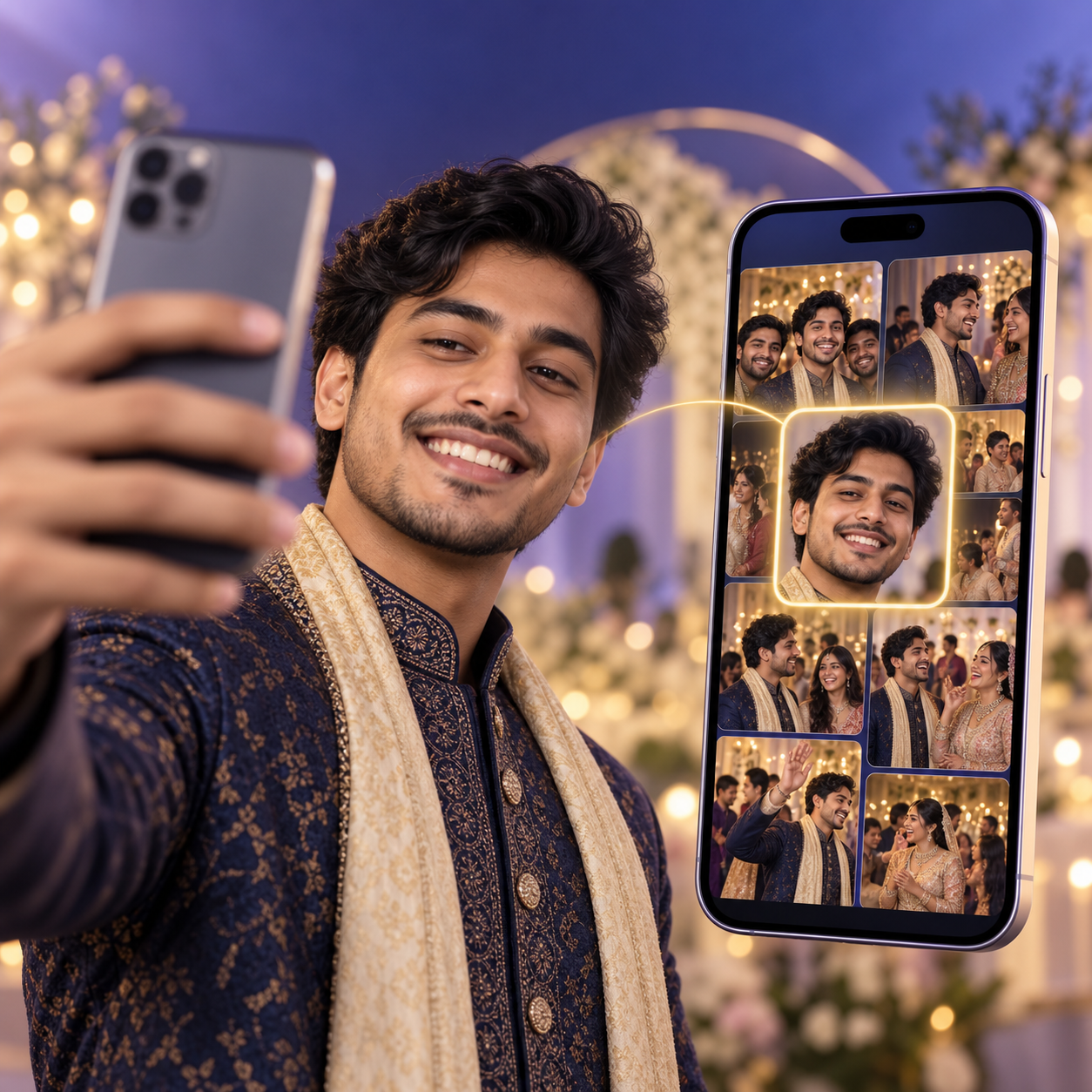 Guest finding their personal event photos with a selfie